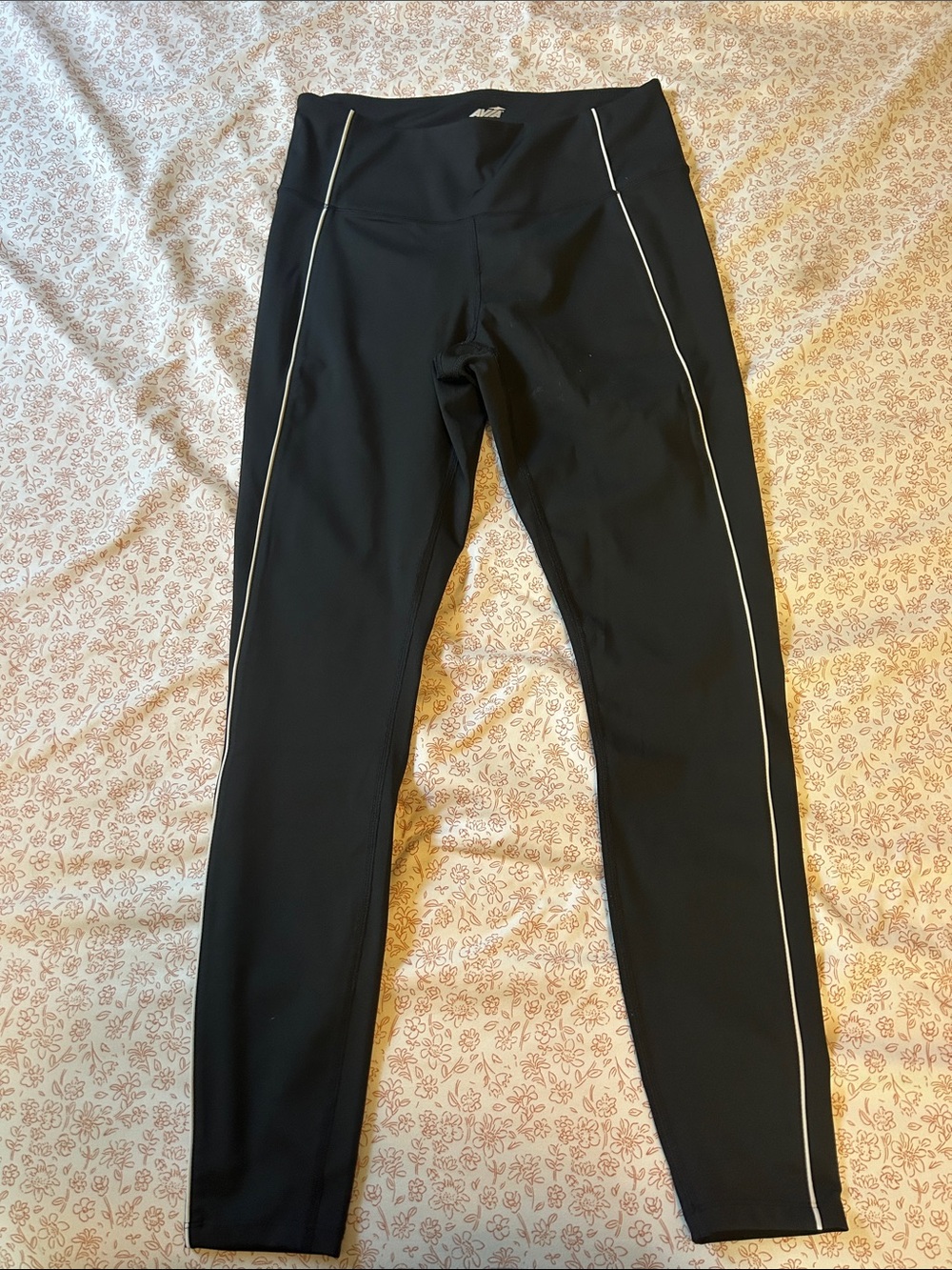 Avia Black Leggings with White Piping